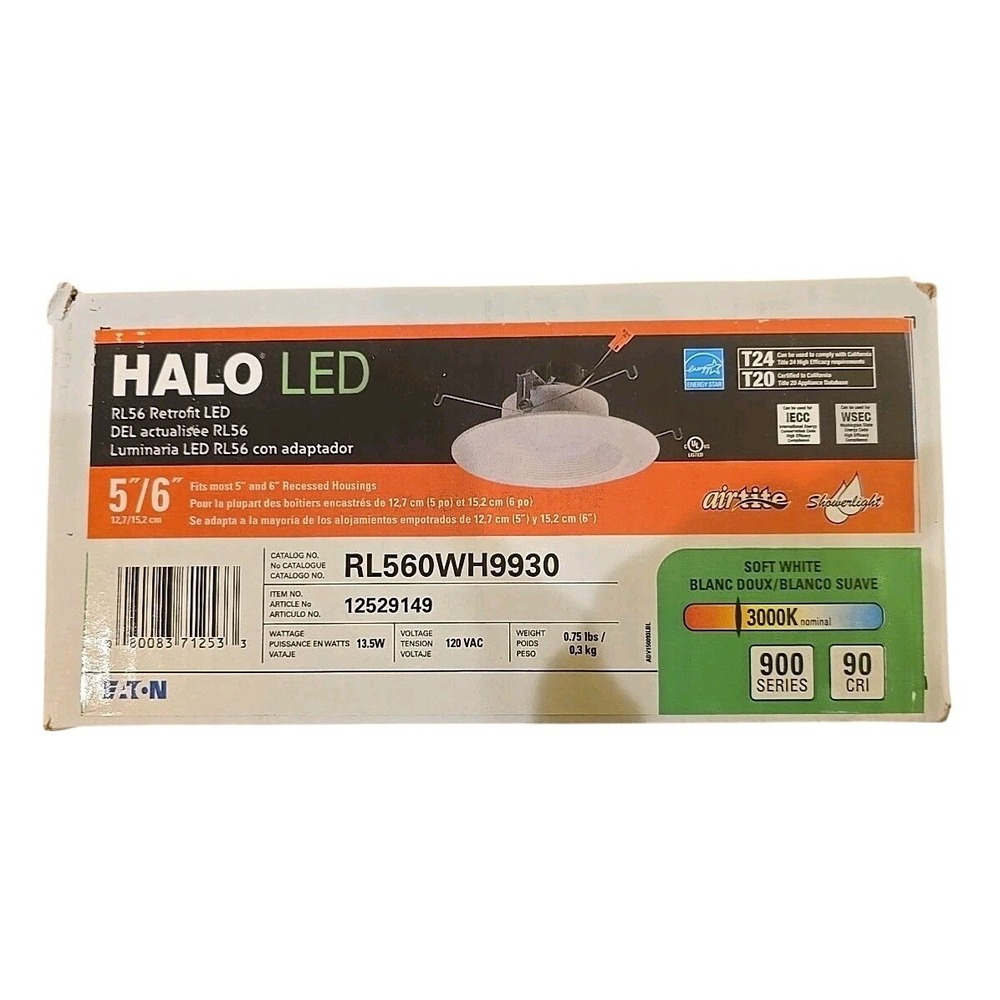 Halo RL560WH9930 LED for Recessed Retrofit Baffle Trim‎ Kit / 3000k soft white
